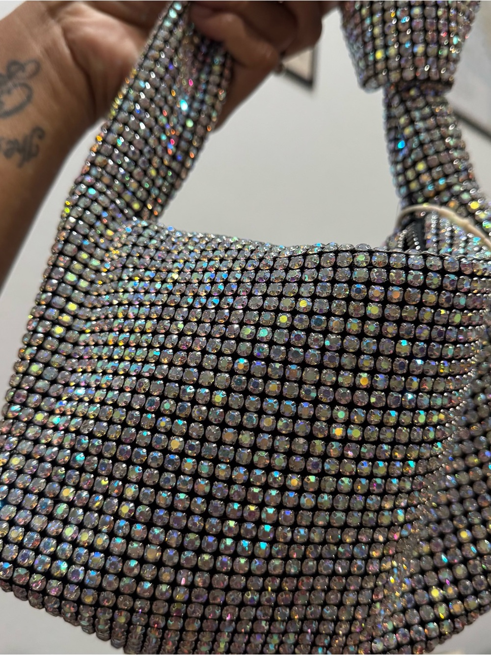 Madison West Iridescent Crystal Mosaic Shoulder Bag